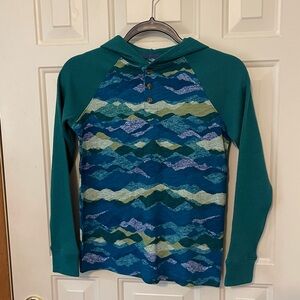 Lands' End Teal and Blue Hoodie Shirt